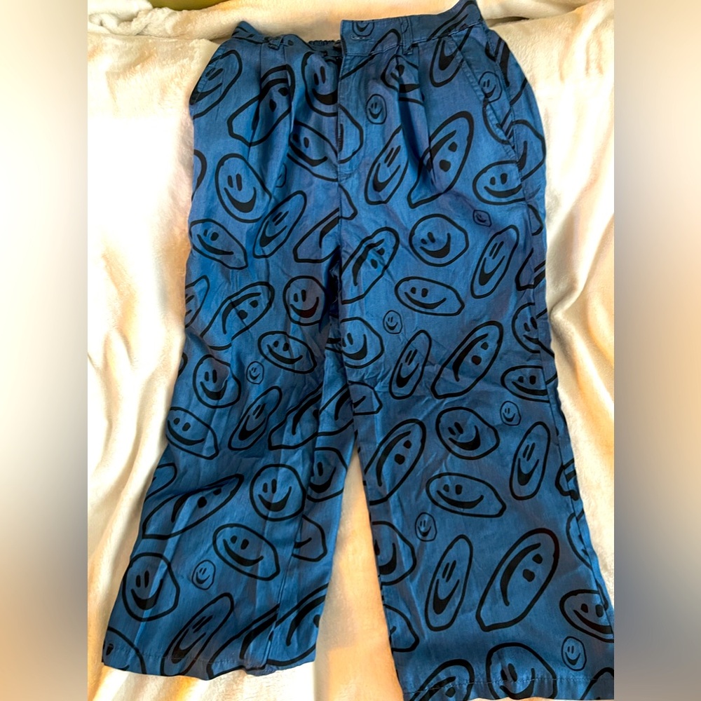 NWOT Lazy Oaf Wide Leg Smiley Denim Pants